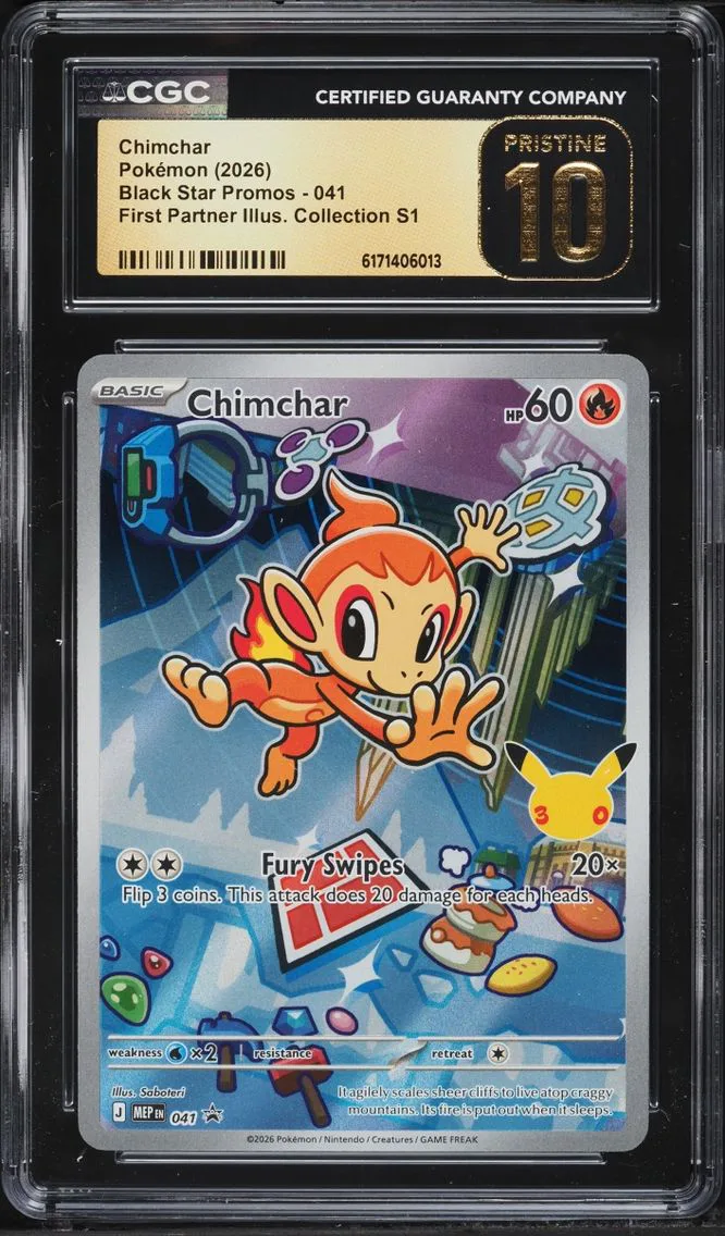 2026 Pokemon Mega Promo First Partner Illustration S1 Full Art Chimchar #41 CGC 10 PRISTINE