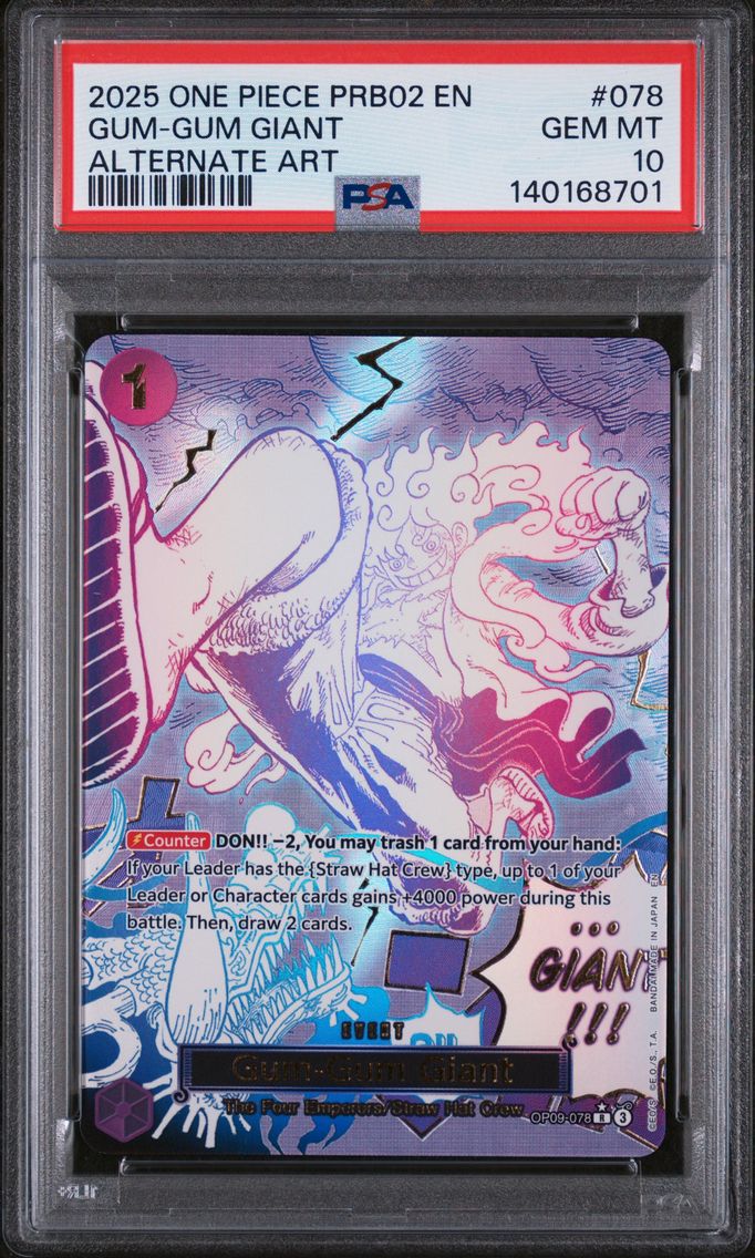 2025 #078 Gum-Gum Giant PSA 10 One Piece PRB02-Premium Booster -One Piece Card the Best- Vol.2