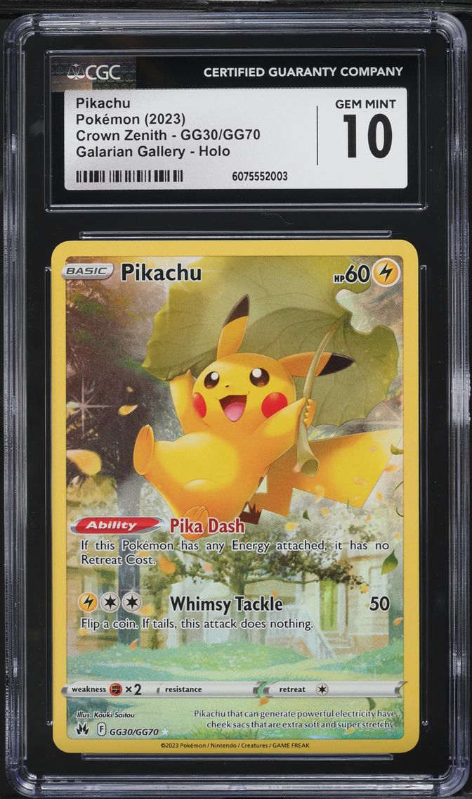 2023 #GG30 Full Art/Pikachu CGC 10 Sword and Shield Crown Zenith Pokemon