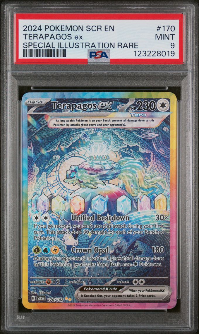 2024 #170 Terapagos EX PSA 9 Scr EN-Stellar Crown Pokemon
