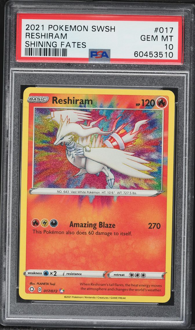 2021 #017 Reshiram PSA 10 Sword & Shield Shining Fates Pokemon