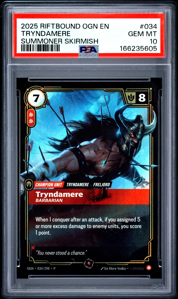 2025 #034 Tryndamere - Barbarian PSA 10 Riftbound: League of Legends Ogn-Origins