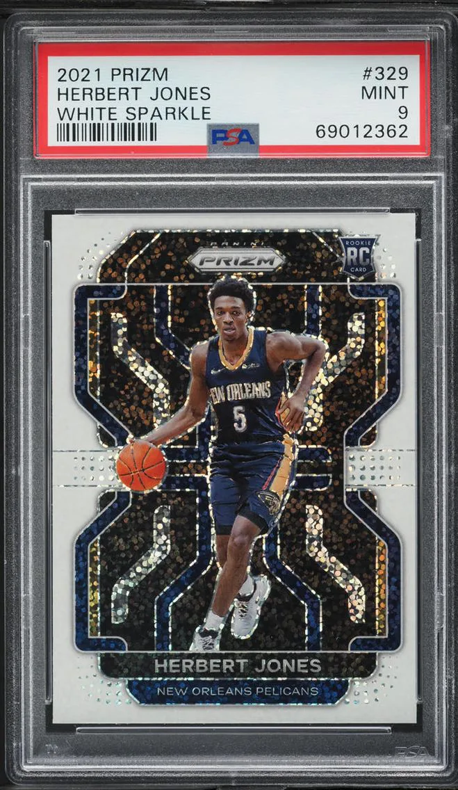 2021 Panini Prizm White Sparkle Herbert Jones ROOKIE #329 PSA 9 MINT