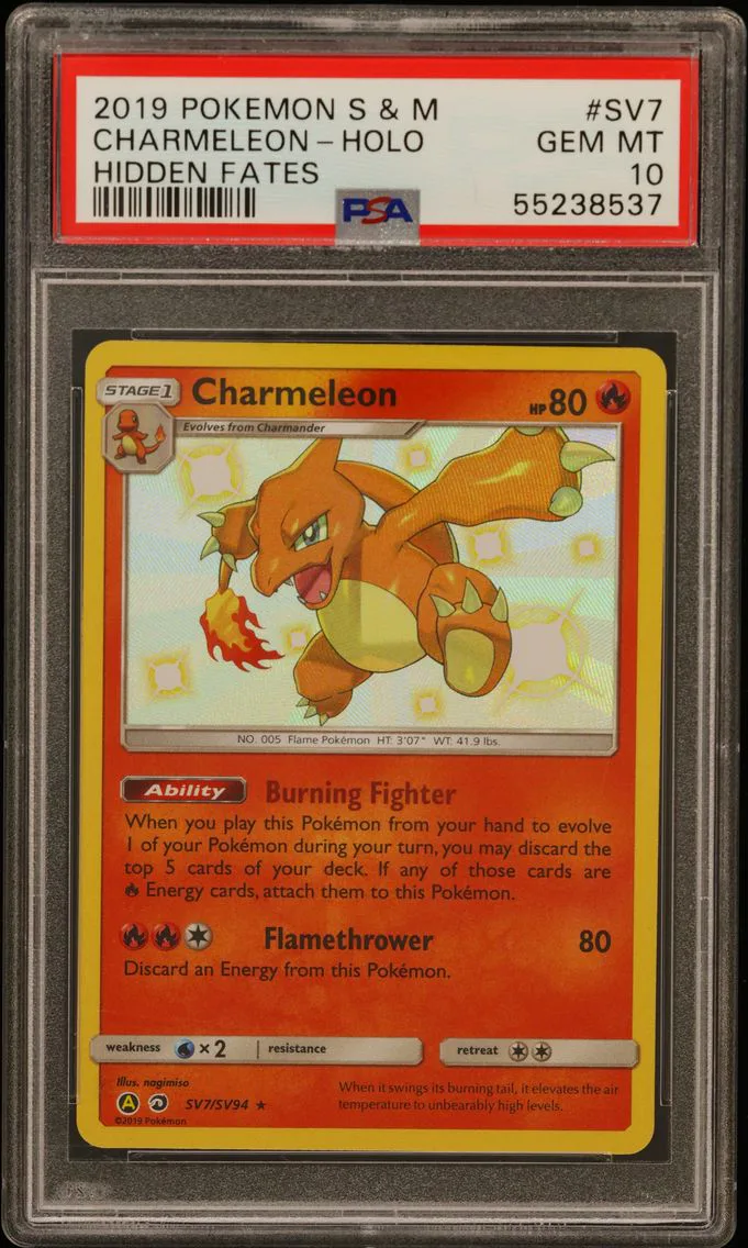 2019 #SV7 Charmeleon-Holo PSA 10 Sun & Moon Hidden Fates