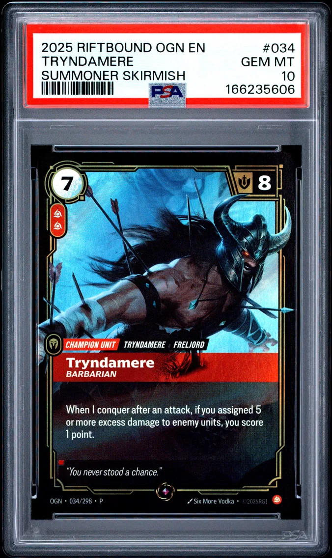 2025 #034 Tryndamere - Barbarian PSA 10 Riftbound: League of Legends Ogn-Origins