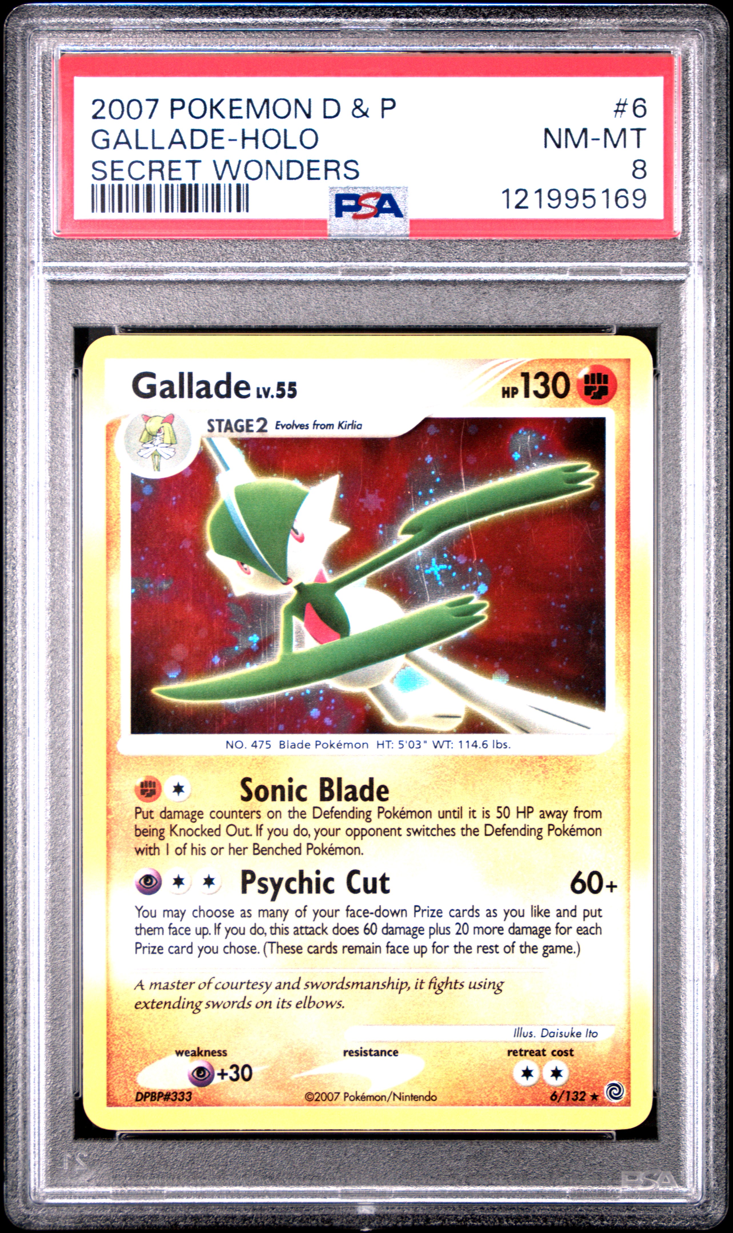 2007 #6 Gallade-Holo PSA 8 Diamond & Pearl Secret Wonders