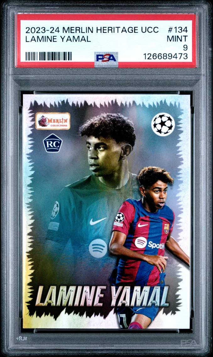2023 #134 Lamine Yamal PSA 9 Topps Merlin Heritage UEFA Club Competitions