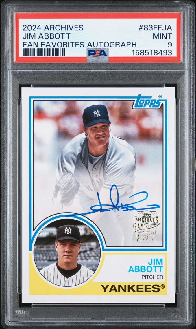 2024 #83FFJA Jim Abbott PSA 9 Topps Archives Fan Favorites Autographs