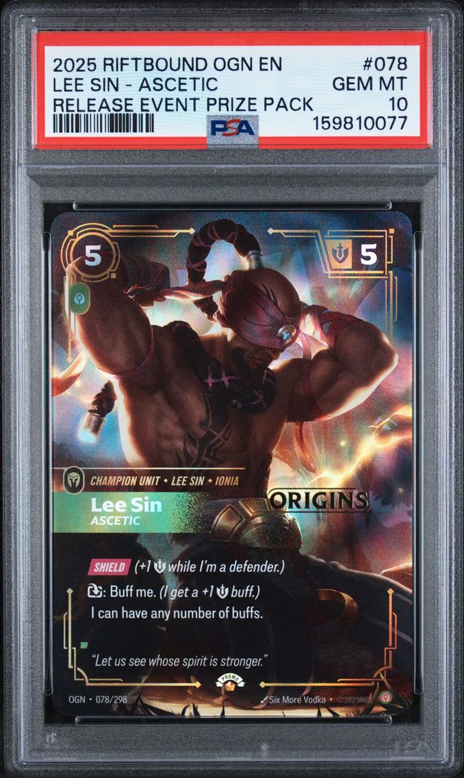 2025 #078 Lee Sin - Ascetic PSA 10 Riftbound: League of Legends Ogn-Origins