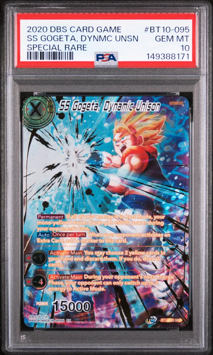 2020 #BT10-095 SS Gogeta, Dynamic Unison PSA 10 Dragon Ball Super Card Game Series 10 Rise of the Unison Warrior