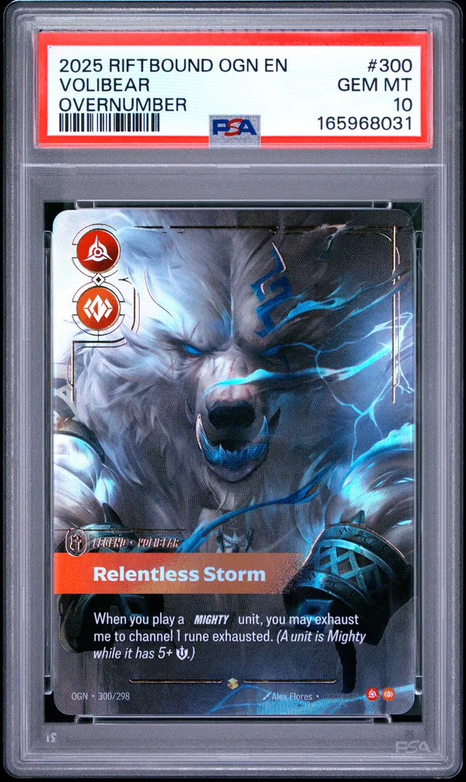 2025 #300 Volibear - Relentless Storm PSA 10 Riftbound: League of Legends Ogn-Origins