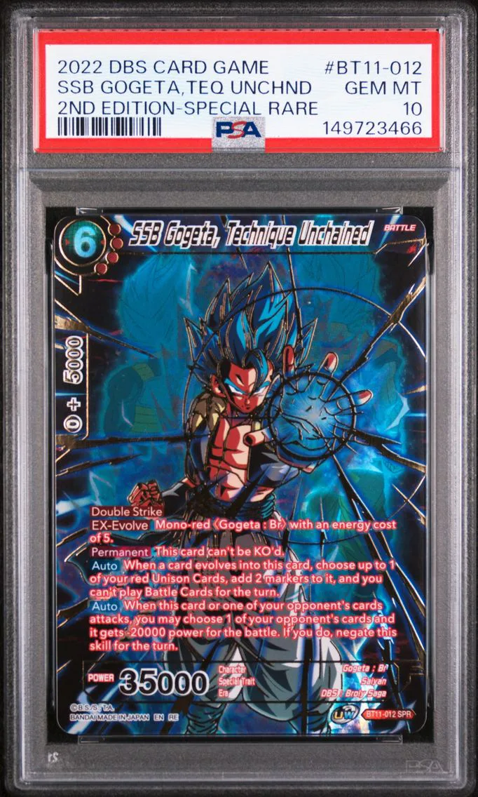 2022 #BT11-012 SSB Gogeta, Technique Unchained PSA 10 Dragon Ball Super Series 11 Vermilion Bloodline 2nd Edition