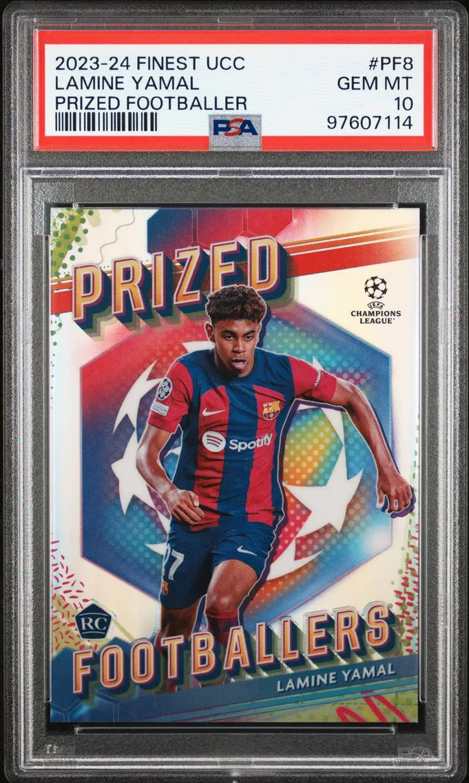 2023 #PF8 Lamine Yamal PSA 10 Topps Finest UEFA Club Competitions Prized Footballers