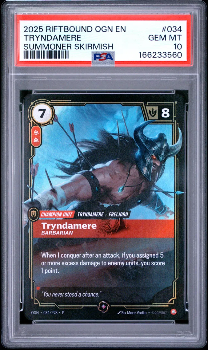 2025 #034 Tryndamere - Barbarian PSA 10 Riftbound: League of Legends Ogn-Origins