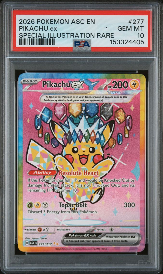 2026 #277 Pikachu EX PSA 10 Asc 