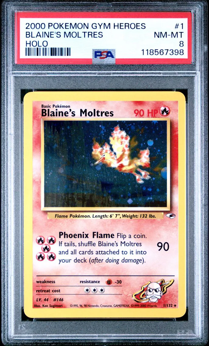 2000 #1 Blaine's Moltres PSA 8 Gym Heroes