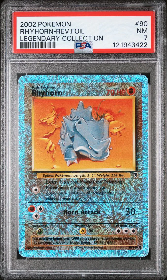 2002 #90 Rhyhorn-Reverse Foil PSA 7 Legendary Collection