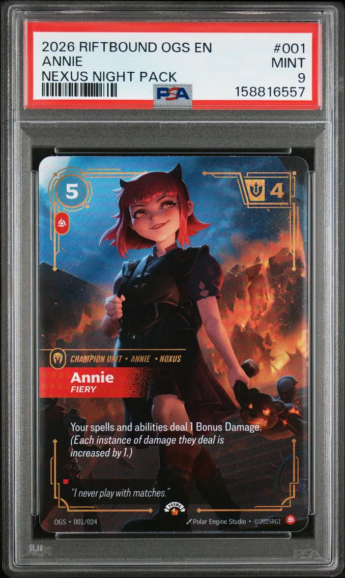 2026 #001 Annie - Fiery PSA 9 Riftbound: League of Legends Ogs-Origins Proving Grounds