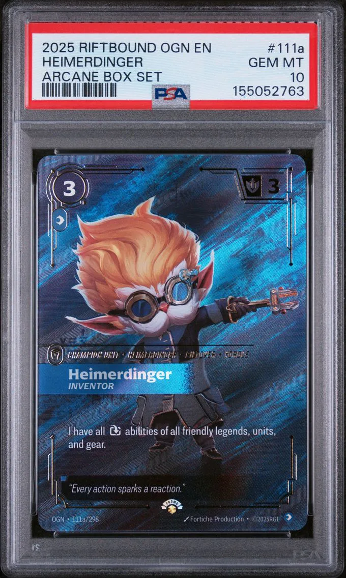 2025 #111a Heimerdinger - Inventor PSA 10 Riftbound: League of Legends Ogn-Origins