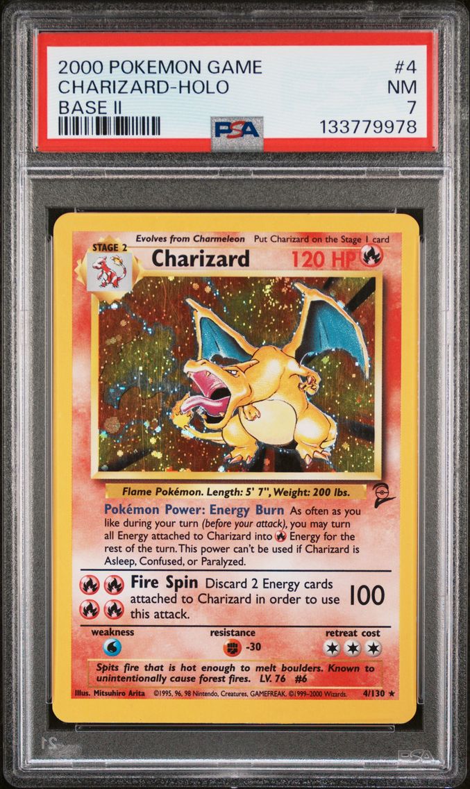 2000 #4 Charizard-Holo PSA 7 Game Base II Pokemon