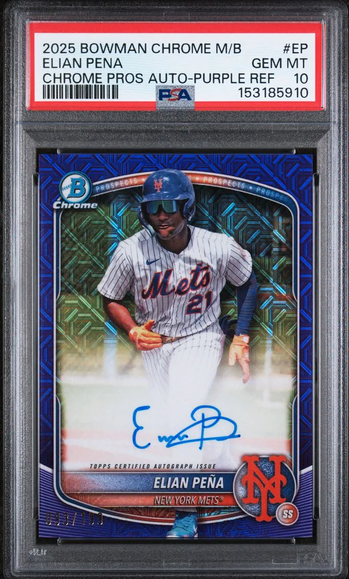 2025 #EP Elian Pena PSA 10 Bowman Chrome Mega Box Chrome Prospects Autographs