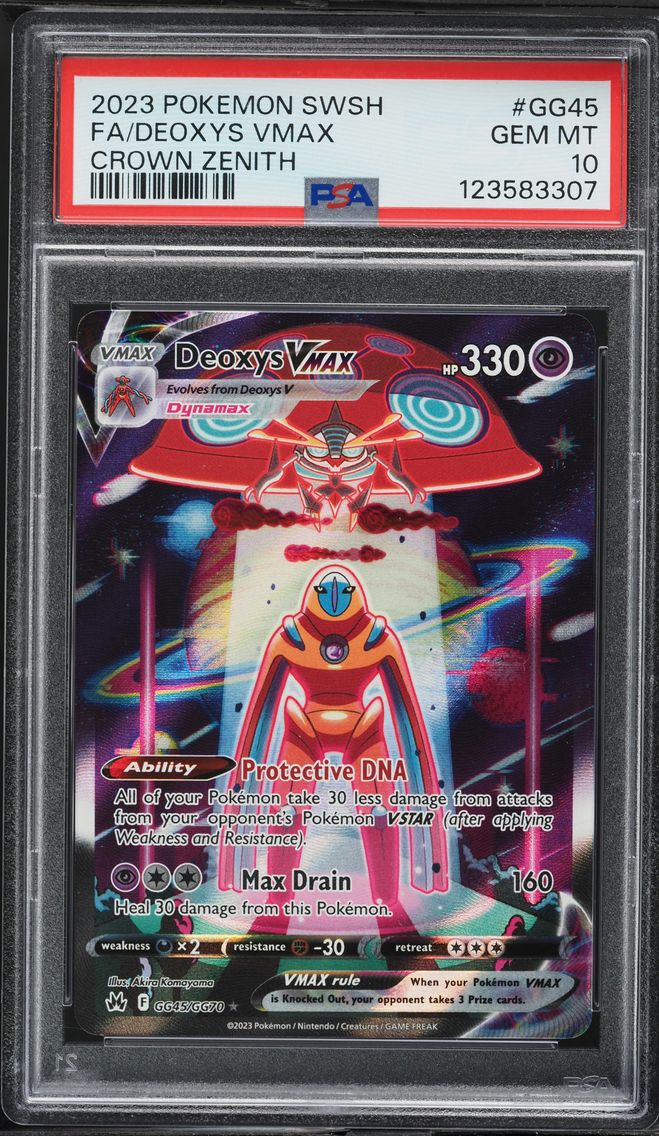 2023 #GG45 Full Art/Deoxys Vmax PSA 10 Sword and Shield Crown Zenith Pokemon