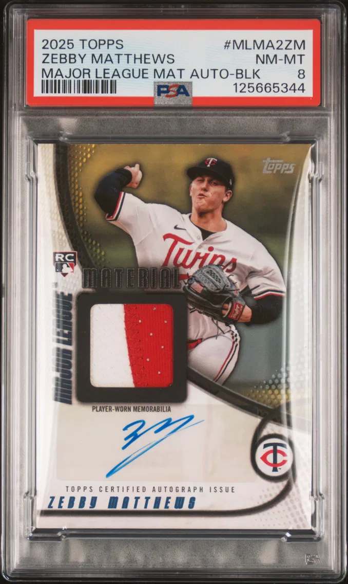 2025 #MLMA2ZM Zebby Matthews PSA 8 Topps Major League Material Autographs
