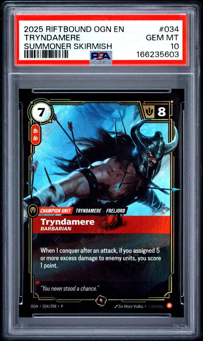 2025 #034 Tryndamere - Barbarian PSA 10 Riftbound: League of Legends Ogn-Origins