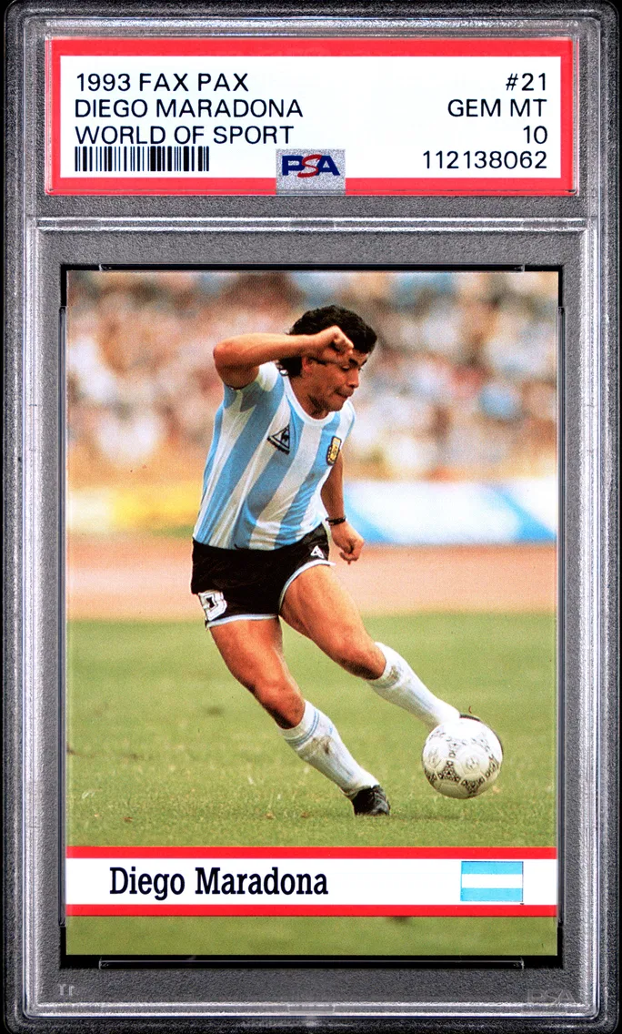 1993 #21 Diego Maradona PSA 10 Fax Pax World of Sport