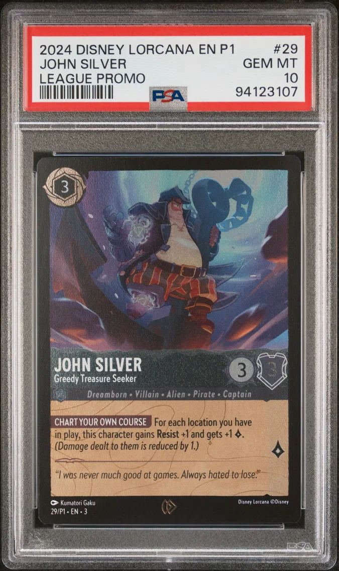 2024 #29 John Silver - Greedy Treasure Seeker PSA 10 Disney Lorcana EN P1-Promo