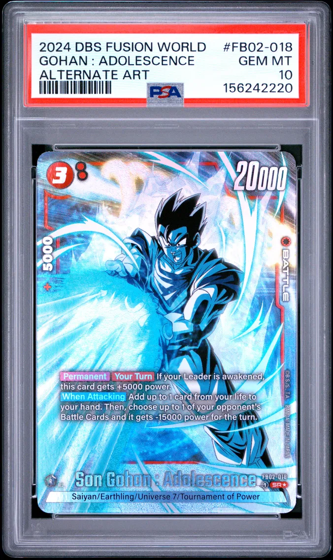 2024 #FB02-018 Son Gohan : Adolescence PSA 10 Dragon Ball Super Card Game Fusion World Blazing Aura