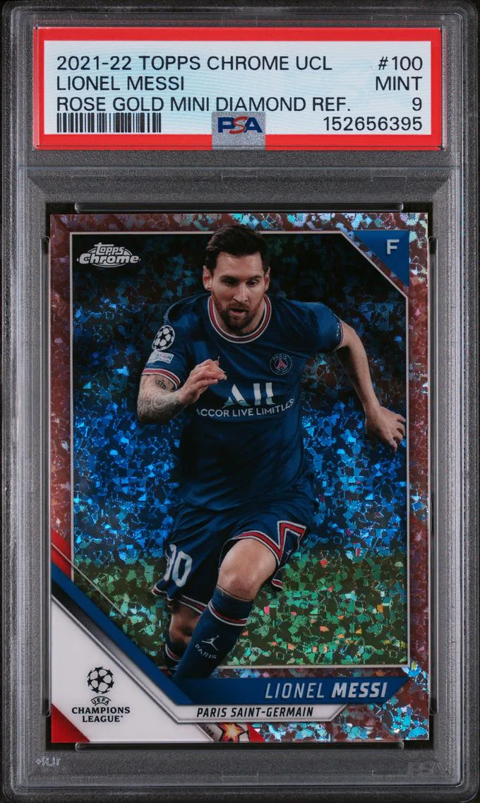 2021 #100 Lionel Messi PSA 9 Topps Chrome UEFA Champions League