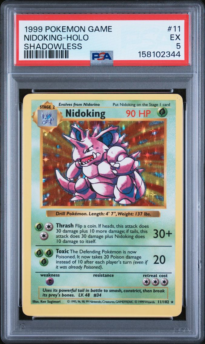 1999 #11 Nidoking-Holo Shadowless PSA 5 Game