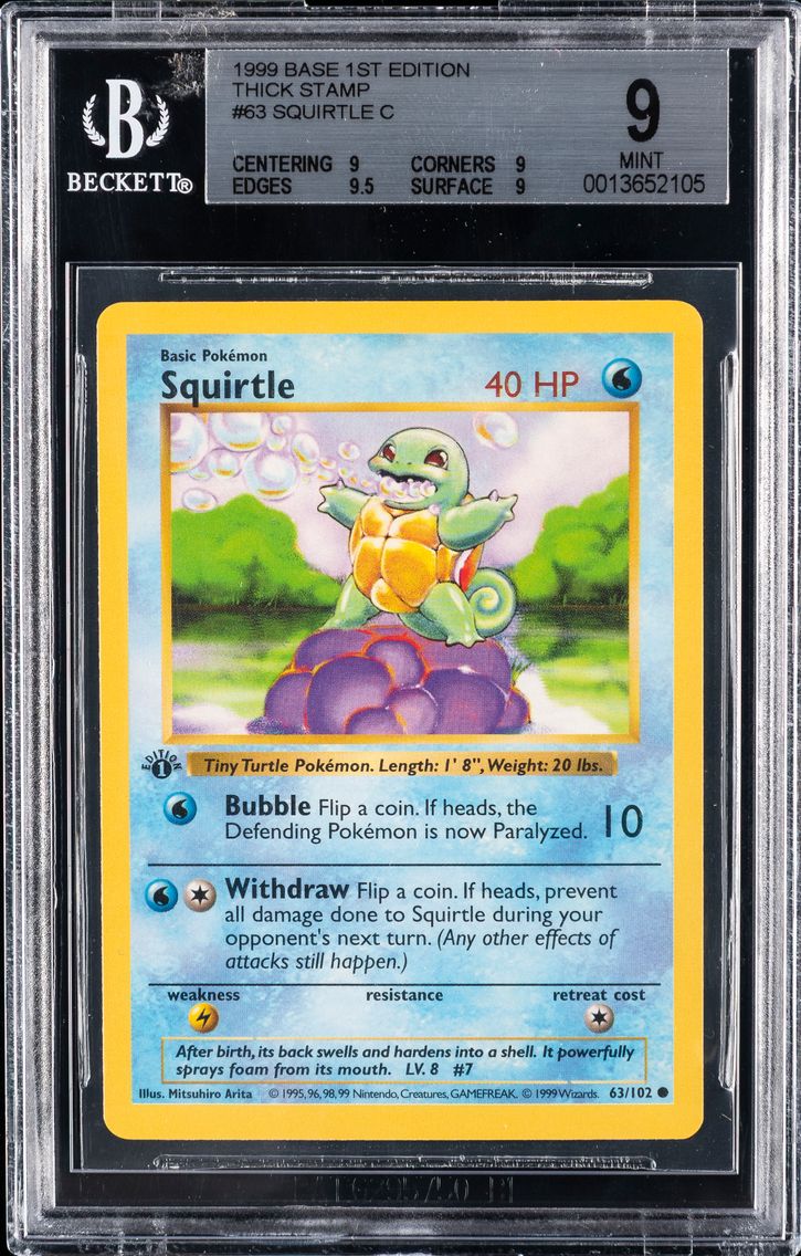 1999 #63 Squirtle 1st Edition BGS 9 Game Pokemon