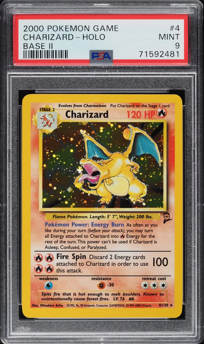 2000 #4 Charizard-Holo PSA 9 Game Base II Pokemon