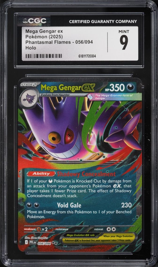 2025 Pokemon Mega Evolution Phantasmal Flames Holo Mega Gengar EX #56 CGC 9 MINT