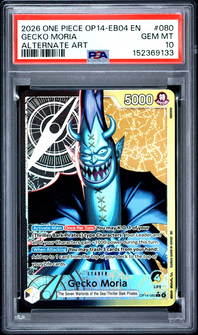 2026 #080 Gecko Moria PSA 10 One Piece OP14-EB04-the Azure Sea's Seven