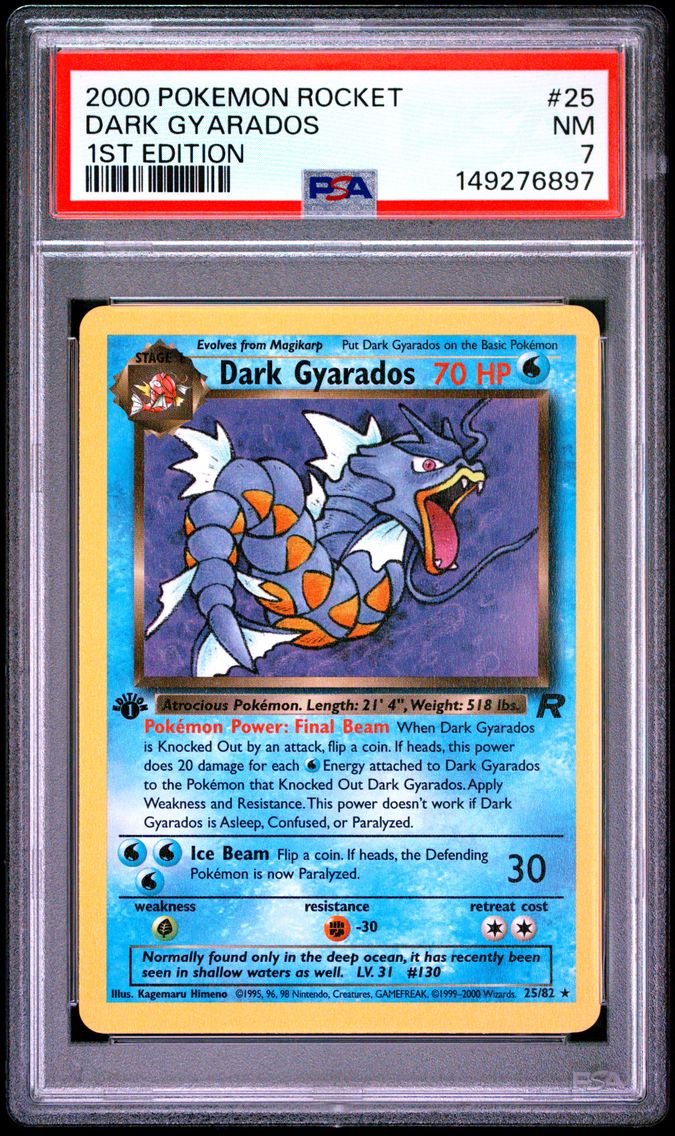 2000 #25 Dark Gyarados 1st Edition PSA 7 Rocket