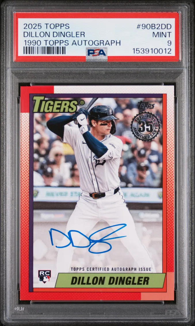 2025 #90B2DD Dillon Dingler PSA 9 Topps 1990 Topps Baseball Autographs
