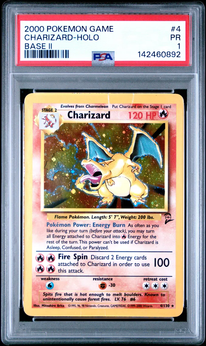 2000 #4 Charizard-Holo PSA 1 Game Base II