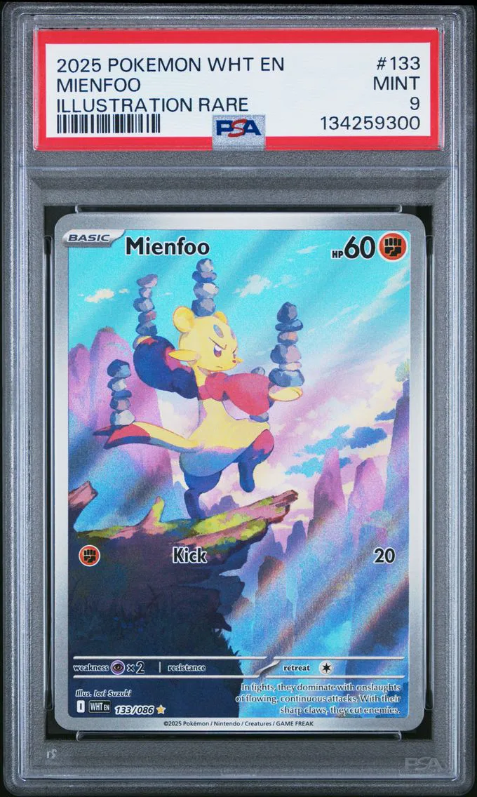 2025 #133 Mienfoo PSA 9 Wht EN-White Flare Pokemon