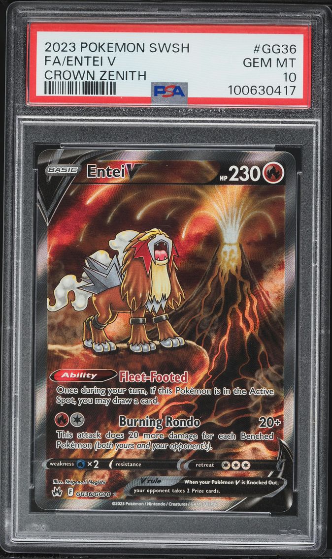 2023 #GG36 Full Art/Entei V PSA 10 Sword and Shield Crown Zenith Pokemon