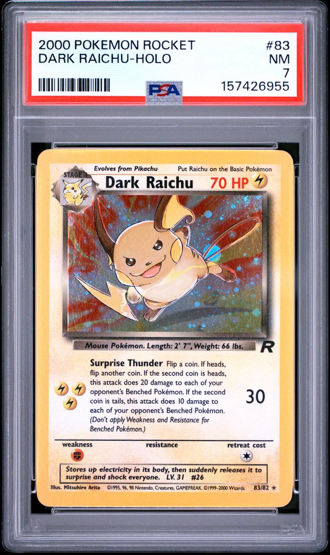 2000 #83 Dark Raichu-Holo PSA 7 Rocket