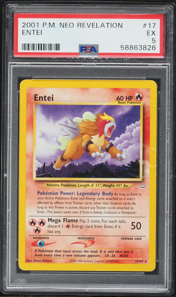 2001 #17 Entei PSA 5 Neo Revelation Pokemon