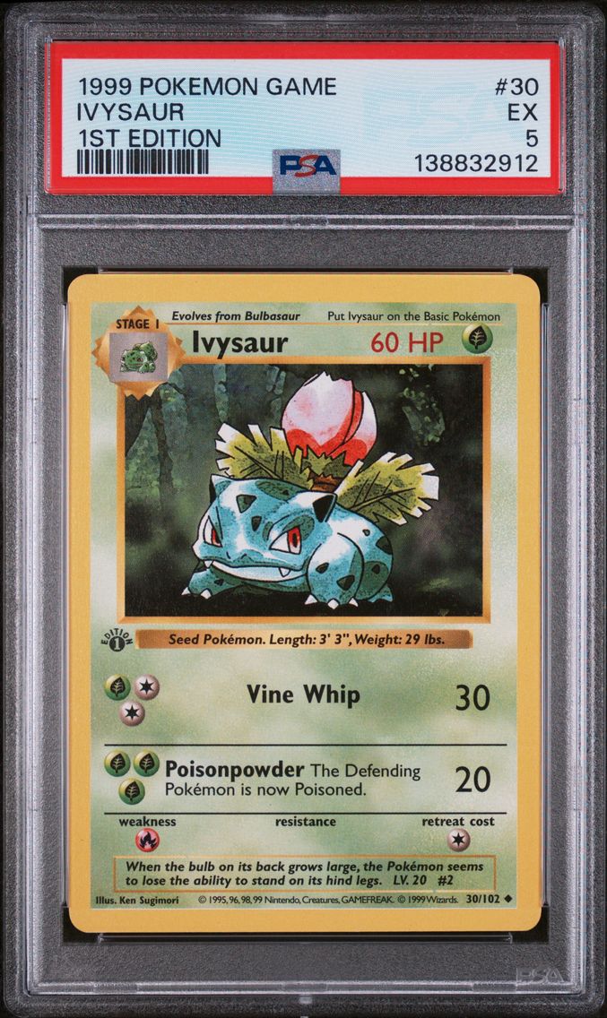 1999 #30 Ivysaur 1st Edition PSA 5 Game