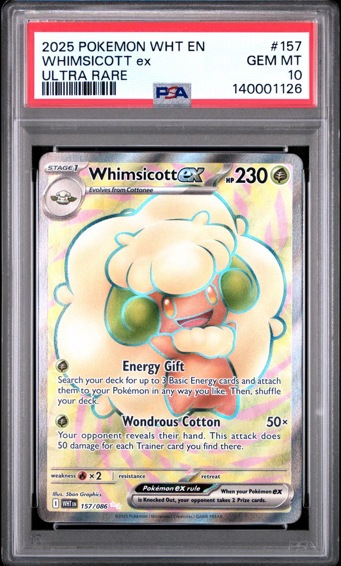 2025 #157 Whimsicott EX PSA 10 Wht EN-White Flare Pokemon