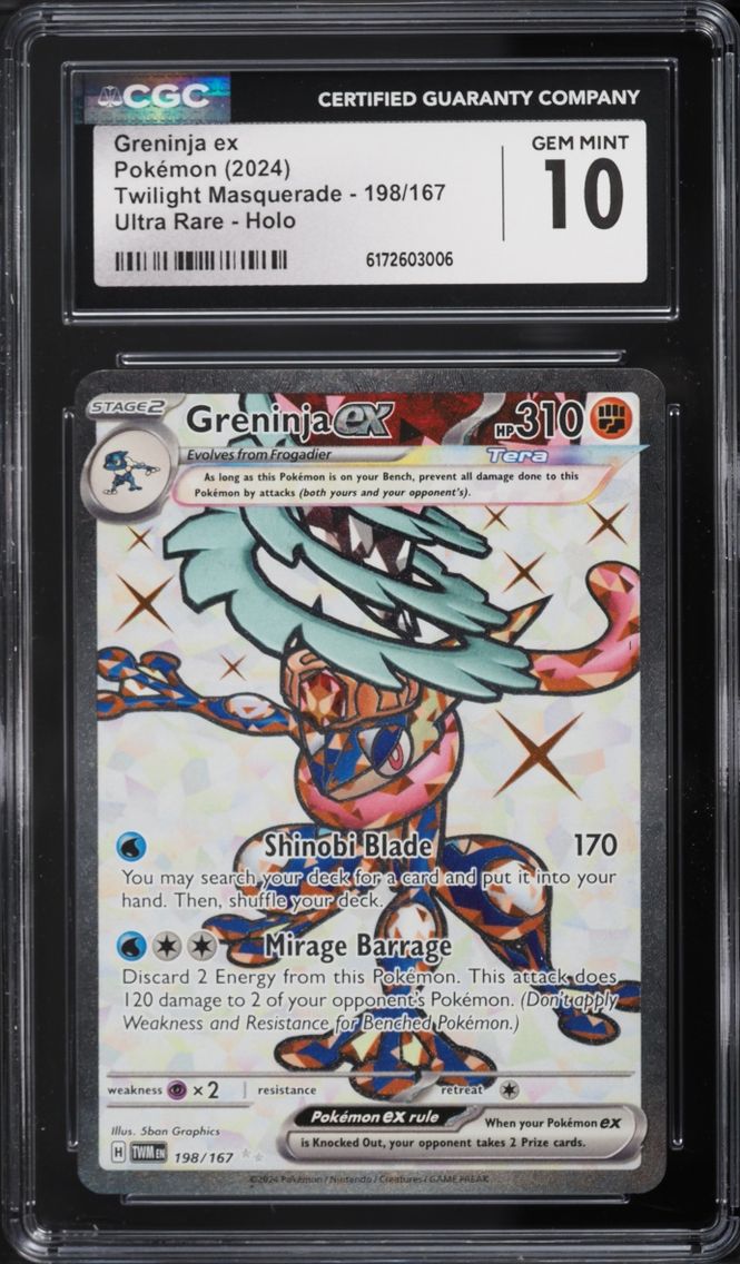 2024 Pokemon Scarlet & Violet Twilight Masquerade Full Art Greninja ex #198 CGC 10 GEM MINT