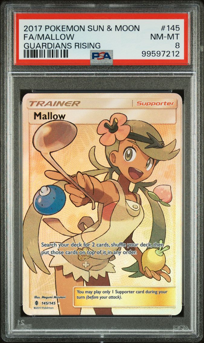 2017 #145 Full Art/Mallow PSA 8 Sun & Moon Guardians Rising Pokemon