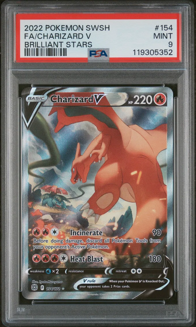 2022 #154 Full Art/Charizard V PSA 9 Sword & Shield Brilliant Stars