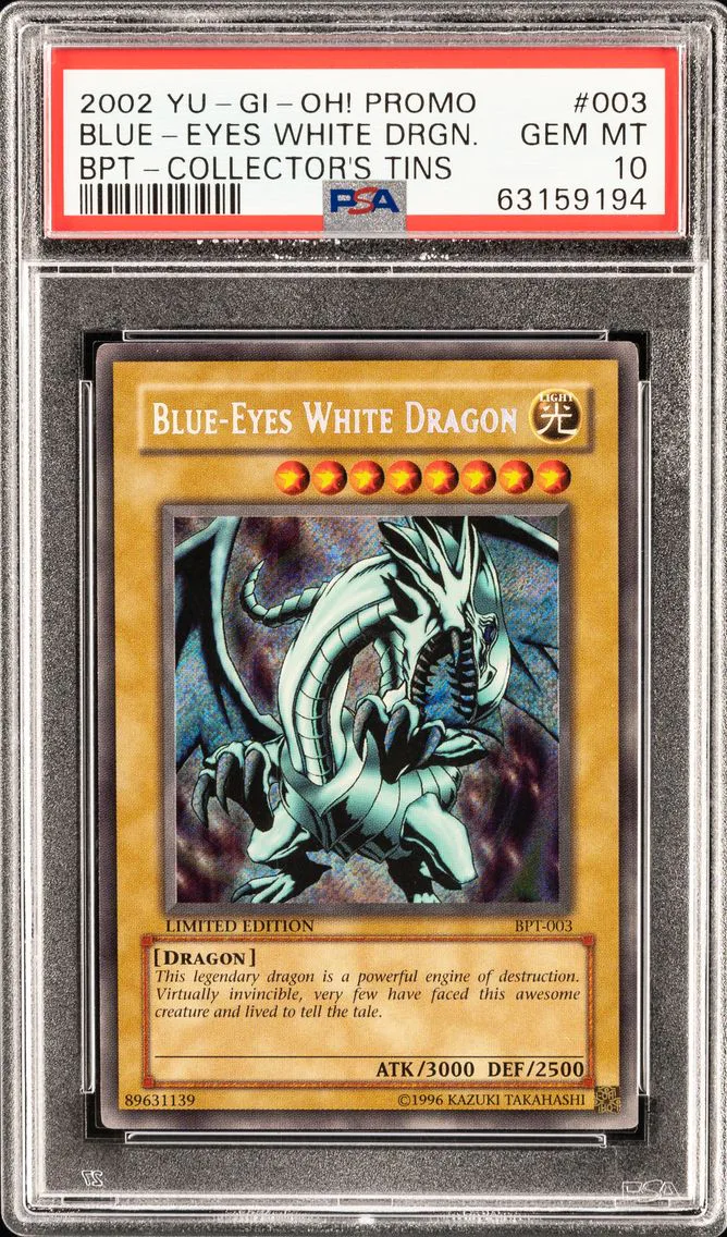 BLUE-EYES WHITE DRAGON BPT-003 BPT-COLLECTOR'S TINS 2002 PSA 10